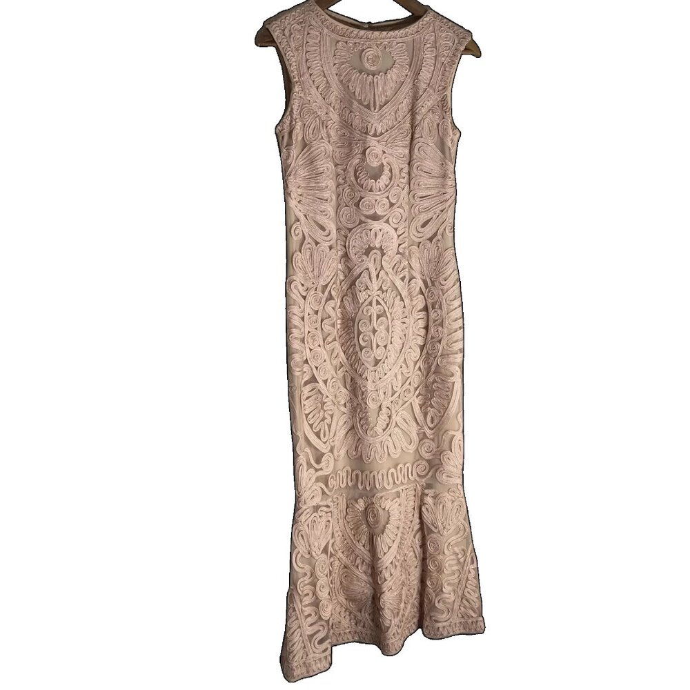 JS Collections Embroidered Soutache Lace Sleeveless Mermaid Midi Dress